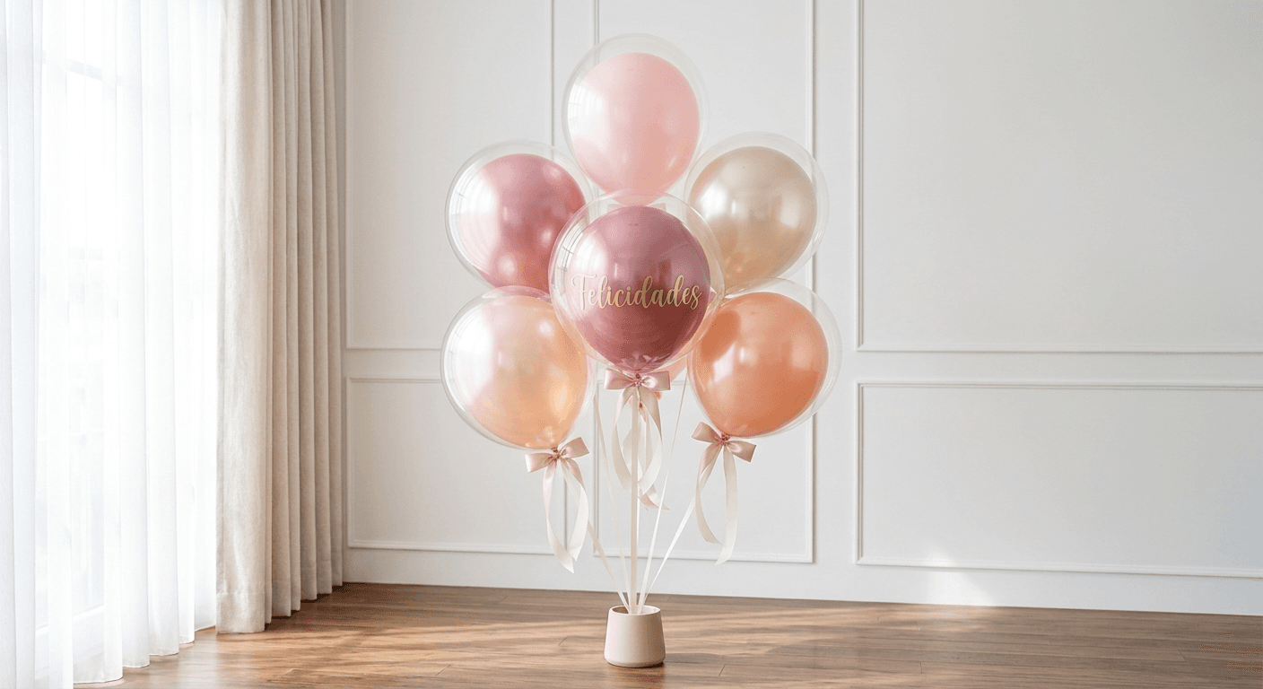 Rosé palette balloon bouquet